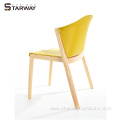 Modern plastic seat wood frame dinning side chair